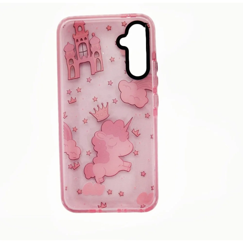 Unbranded Samsung Galaxy A34 5G Case Pink Unicorn Castle Rainbow Stars TPU Cover